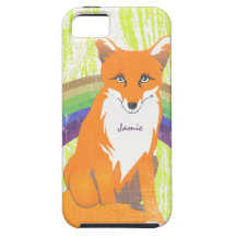 Monogram Retro Fox Art Lime Orange Retro iphone 5 Case For The iPhone 5