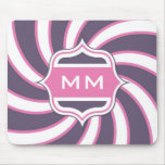 Monogram Retro Spiral Hot Pink Purple mousepads