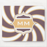 Monogram Retro Spiral orange purple mousepads