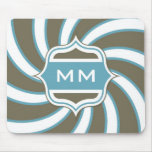 Monogram Retro Spiral Teal Chocolate Brown mousepads