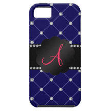 Monogram Royal blue diamonds iPhone 5 Covers