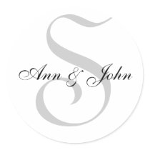 Monogram S  plus First Names Stickers for Weddings