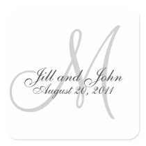 Monogram Save the Date Wedding Seal Sticker Square
