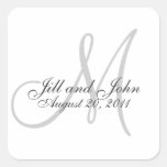 Monogram Save the Date Wedding Seal Sticker Square
