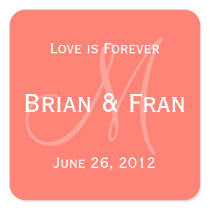 Monogram Soft Square Sticker - Coral