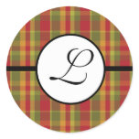 Monogram Sticker Plaid Red Green Tan