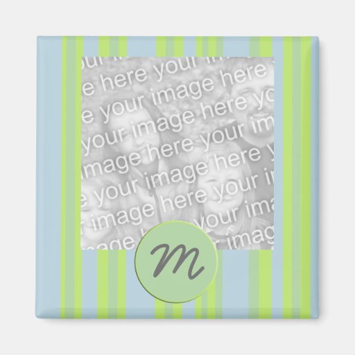 monogram stripes photo frame fridge magnet