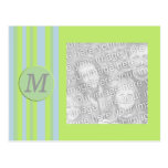 monogram stripes photo frame post card