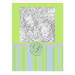 monogram stripes photo frame post cards