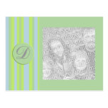 monogram stripes photo frame postcard