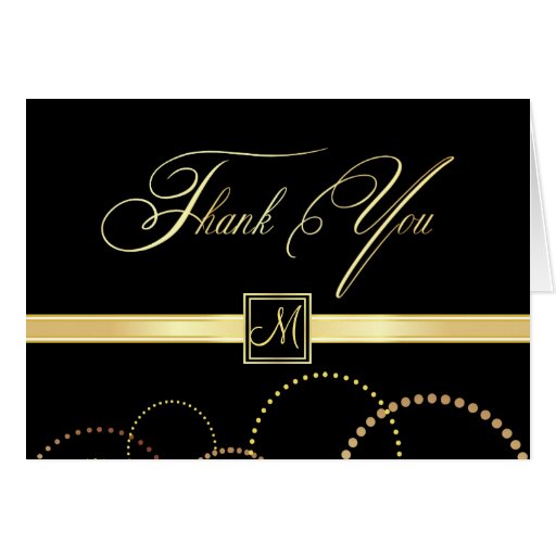Monogram Thank You Cards - Black and Gold