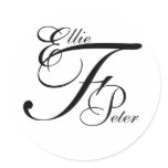 Monogram Three Letters & Names Wedding Sticker