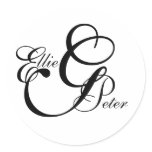 Monogram Three Letters & Names Wedding Sticker