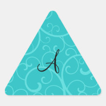 Monogram turquoise swirls stickers