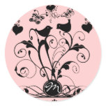 Monogram Wedding Birds Hearts Swirls stickers