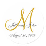 Monogram Wedding Initial Bride Groom Gold Seal stickers