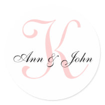 Monogram Wedding Initial Bride Groom Names Sticker
