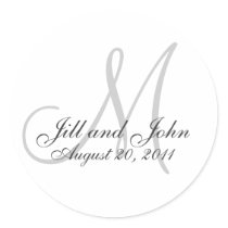 Monogram Wedding Initial Bride Groom Seal Stickers