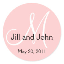 Monogram Wedding Save the Date Pink Sticker