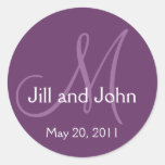 Monogram Wedding Save the Date Purple Sticker