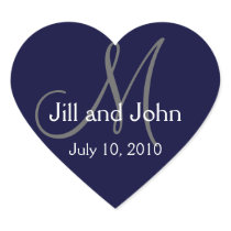 Monogram Wedding Sticker Navy