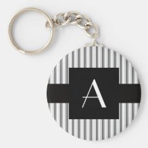 Monogram white grey stripes key chain