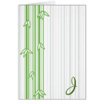 Monogram with Bamboo Background - Letter J Greeting Cards