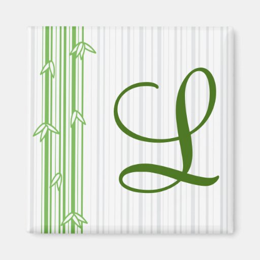 Monogram with Bamboo Background - Letter L Refrigerator Magnet