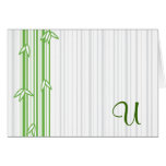 Monogram with Bamboo Background - Letter U Greeting Card