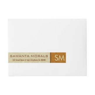 Monogramed Bold Modern Beige & Brown Damasks Wraparound Address Label