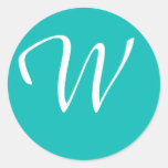 Monogrammed Aqua stickers