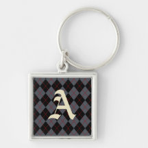 Monogrammed Argyle Keychain