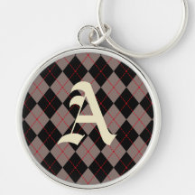 Monogrammed Argyle Keychain
