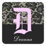 Monogrammed Black and White Letter D Sticker
