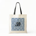 Monogrammed Blue Damask bags