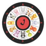 Monogrammed Cute Chinese Zodiac Circle Stickers