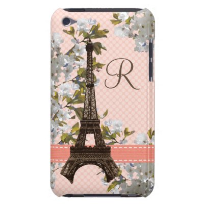 Itouch Backrounds on Monogrammed Eiffel Tower Damask Ipod Touch 4 Case   Zazzle Co Uk