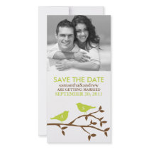 Monogrammed Love Birds Save the Date Photocards Photo Greeting Card