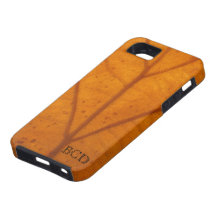Monogrammed Orange Fall Leaf iPhone 5 Cases