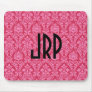 Monogrammed Pink Damask Mouse Pad