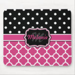 Monogrammed Quatrefoil Lattice Polka Dot Mouse Mat