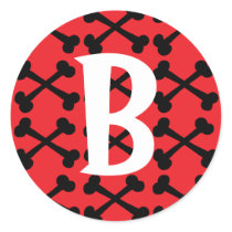 Monogrammed Red & Black Crossbones