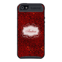 Monogrammed Retro Red Dots Pattern