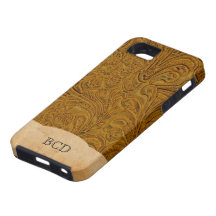 Monogrammed Tan Leather Look Rustic Country