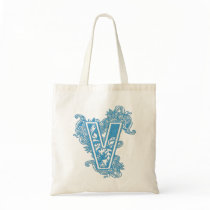 MONOGRAMMED TOTE - BLUE LETTER V TOTE BAGS