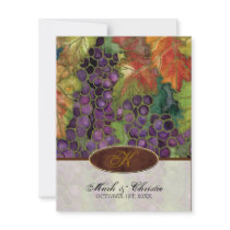 Monogrammed Wedding Invitation Autumn Grape Leaf