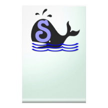 Monogrammed Whale Stationery Design