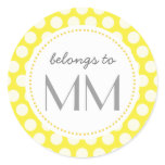 Monogrammed Yellow Dots - DIY Tags Stickers
