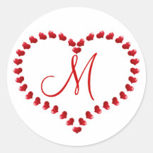 Monograms Heart Wedding Favour Stickers