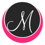 Monograms M Wedding Stickers Pink Black 2